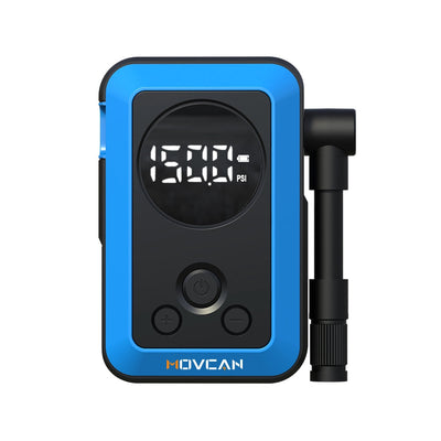 Portable mini electric bike pump for e-bikes and bicycles with digital pressure display and compact design