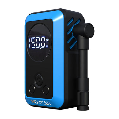 Electric bike tire inflator being used on fat tire e-bike for quick roadside inflation